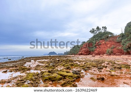 Red cliffs beach or Pha Daeng Beach at Bang Saphan Noi District in Prachuap Khiri Khan Province, Southern Thailand