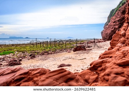 Red cliffs beach or Pha Daeng Beach at Bang Saphan Noi District in Prachuap Khiri Khan Province, Southern Thailand