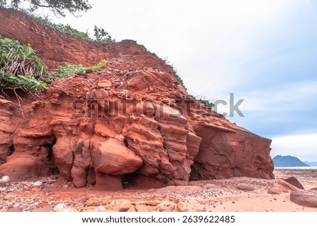 Red cliffs beach or Pha Daeng Beach at Bang Saphan Noi District in Prachuap Khiri Khan Province, Southern Thailand