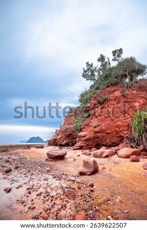 Red cliffs beach or Pha Daeng Beach at Bang Saphan Noi District in Prachuap Khiri Khan Province, Southern Thailand