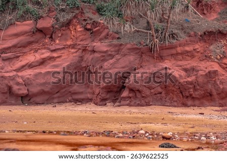Red cliffs beach or Pha Daeng Beach at Bang Saphan Noi District in Prachuap Khiri Khan Province, Southern Thailand