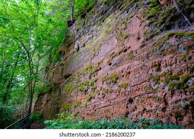 Red Cliffs, Which Are Named After The Red Sandstone, Is A Mysterious And Romantic Place For Lovers. The Colour Red Is Known As The Colour Of Love And Life. Near Gauja River In Latvia.