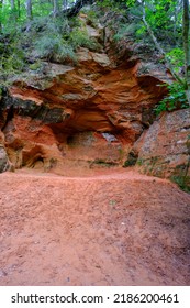 Red Cliffs, Which Are Named After The Red Sandstone, Is A Mysterious And Romantic Place For Lovers. The Colour Red Is Known As The Colour Of Love And Life. Near Gauja River In Latvia.