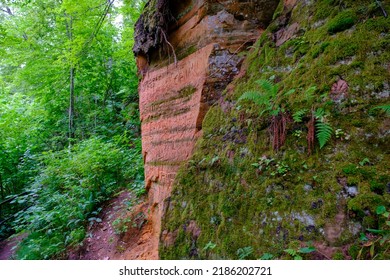 Red Cliffs, Which Are Named After The Red Sandstone, Is A Mysterious And Romantic Place For Lovers. The Colour Red Is Known As The Colour Of Love And Life. Near Gauja River In Latvia.