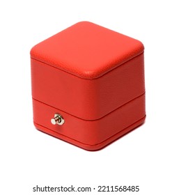 Red Closed Jewelry Box On White Background