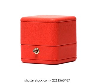 Red Closed Jewelry Box On White Background