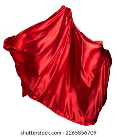 Red cloth flutters in the wind. Isolated on white background - Shutterstock ID 2265856709