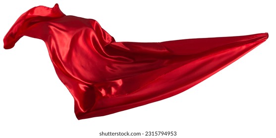 Red cloth flutters in the wind. Isolated on white background - Shutterstock ID 2315794953