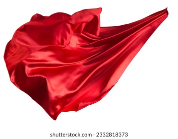 Red cloth flutters in the wind. Isolated on white background - Shutterstock ID 2332818373