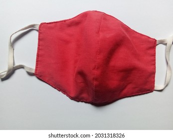 Red Cloth Mask, On A White Background