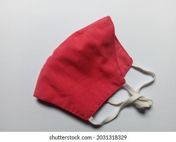 Red Cloth Mask, On A White Background