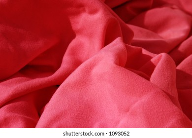 Red Cloth Table Napkins Clumped Up And Wrinkled For Background Images