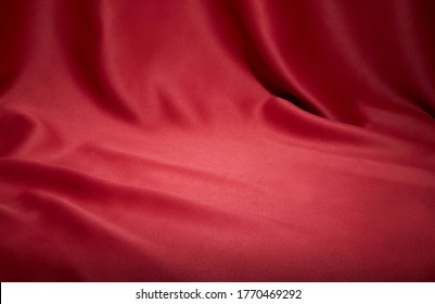 Red Cloth Waves Texture Background Stage Shot In Table Top For Christmas Background 