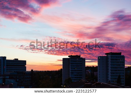 Red clouds in sunset