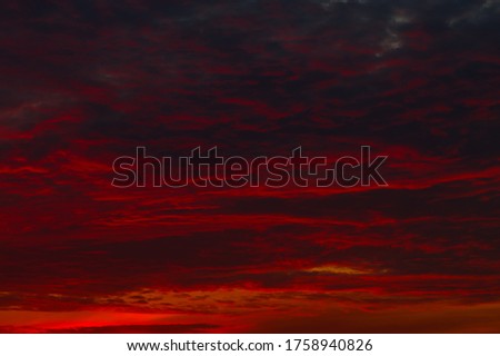 Red clouds in the sunset sky