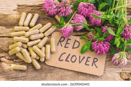 Red Clover Extract and Supplements. Selective Focus. nature.