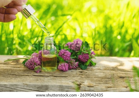 Red Clover Extract and Supplements. Selective Focus. nature.