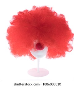 Red Clown Wig Isolated On White Background