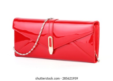 Red Clutch Bag Isolated On White Background