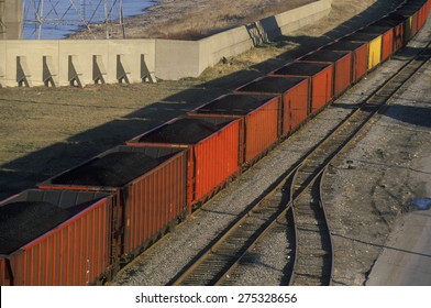 Red Coal Cars In East St. Louis, Missouri