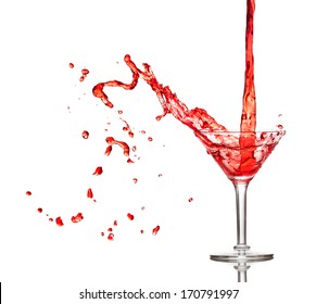 Red cocktail splashing from glass isolated on white background - Powered by Shutterstock