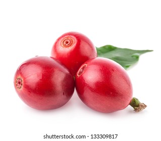 Red Coffee Beans Isolated On White Background