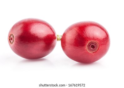 Red Coffee Beans Isolated On White Background