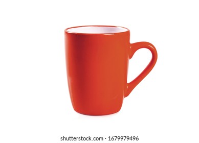 Red Coffee Mug Isolated On White Background.