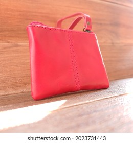 Red Coin Purse With Left Side Angle