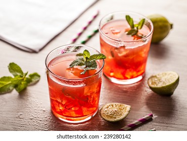 Red Cold Summer Cocktail Drink