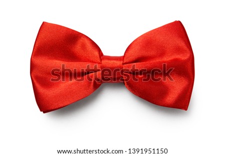 Red color bow tie isolated on white background with clipping path