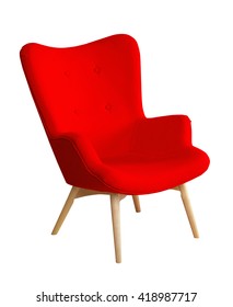 Red color chair, modern designer chair isolated on white background. Textile chair cut out. Series of furniture - Shutterstock ID 418987717