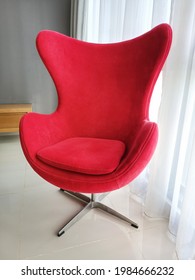 Red In Color Egg Chair Armrest Chair