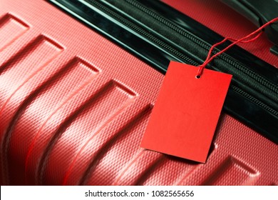 Red Color Empty Travel Luggage Label On Handle