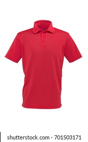 Red Color Golf Tee Shirt For Man Or Woman On White Background