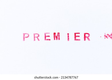 Red Color Ink Rubber Stamp In Word Premier On White Paper Background