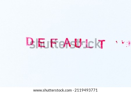 Red color ink rubber stamp in word default on white paper background