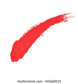 Red Color Lipstick Smudge Stroke On White