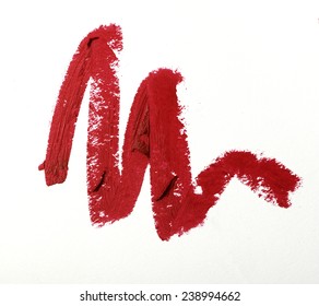 Red Color Lipstick Stroke On White Paper