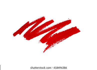 Red Color Lipstick Stroke On White 