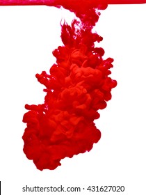 Red Color Paint Pouring In Water