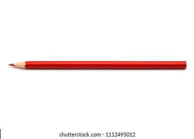 red color pencil on white background