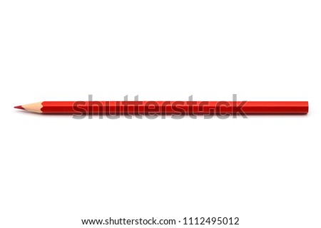 red color pencil on white background