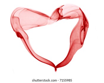 red color smoke heart on white background