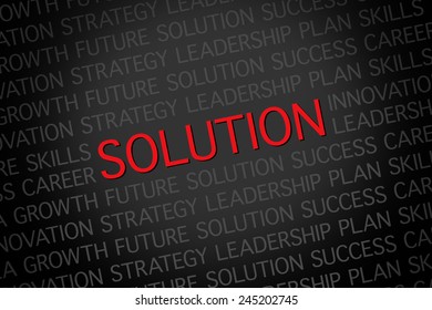 A red color solution word cloud