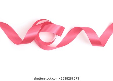 Red color wave silk ribbon with light shadow on white background. - Powered by Shutterstock