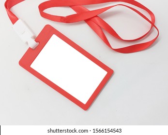 Red Colorful Modern Elegant Working Employee ID Identification Hanging Tag For Business Office Appliances Environment In White Isolated Background