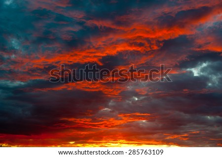 red colors of the sinister sunset