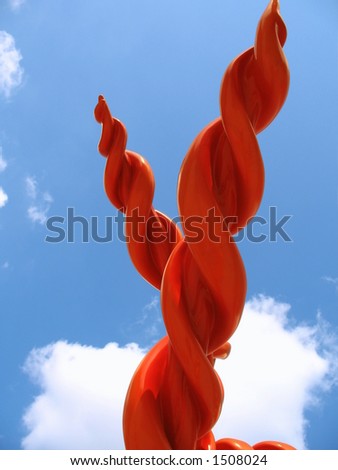 Red column rising to the sky.