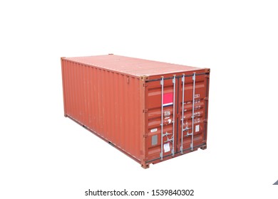 Red Container, White Background For Ease Of Use, Work For Import And Export